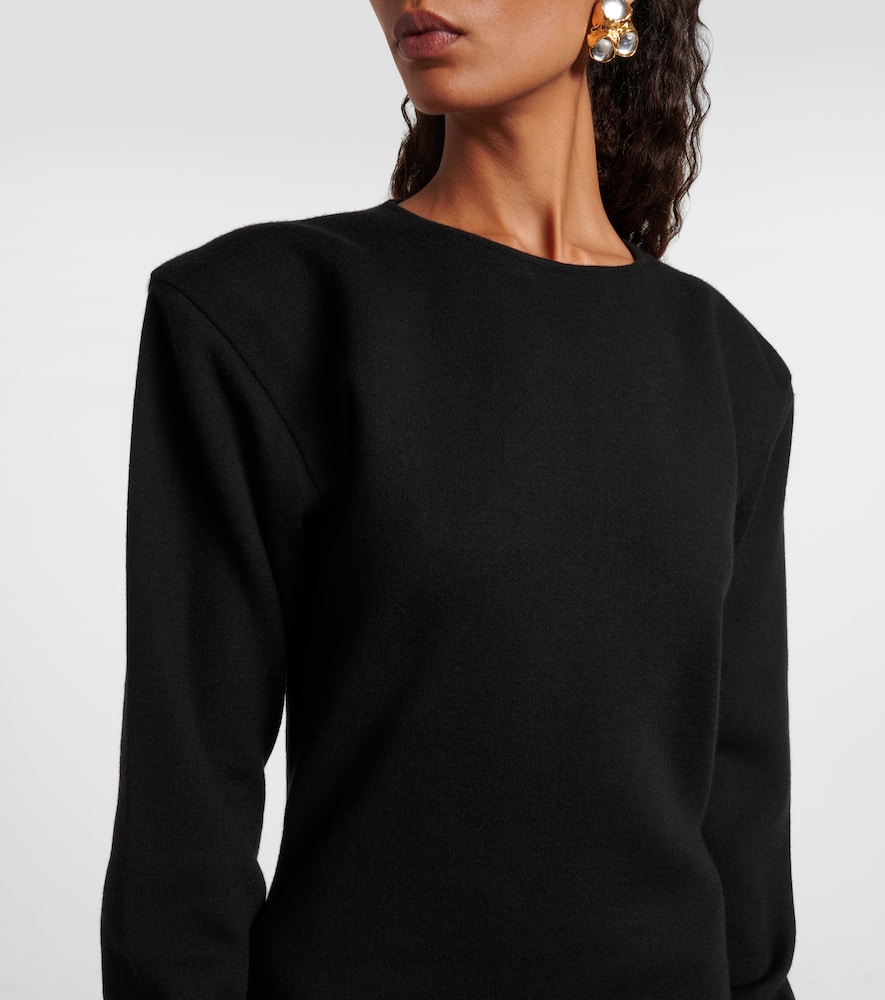Saint Laurent Wool-blend Minidress In Black