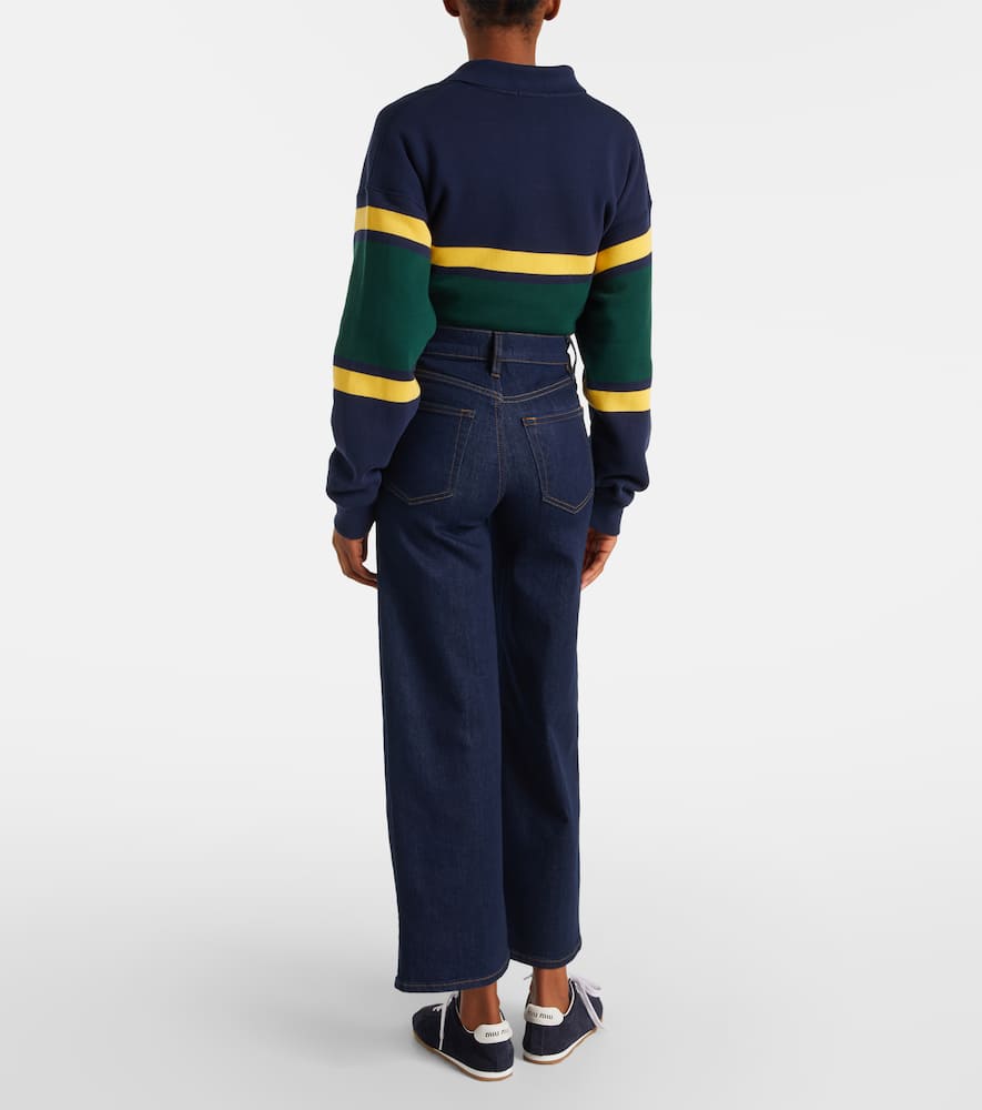Frame Le Slim Palazzo Crop Wide-leg Jeans In Blue