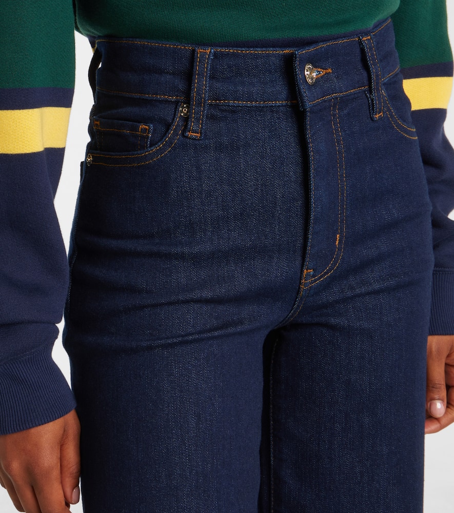 Frame Le Slim Palazzo Crop Wide-leg Jeans In Blue