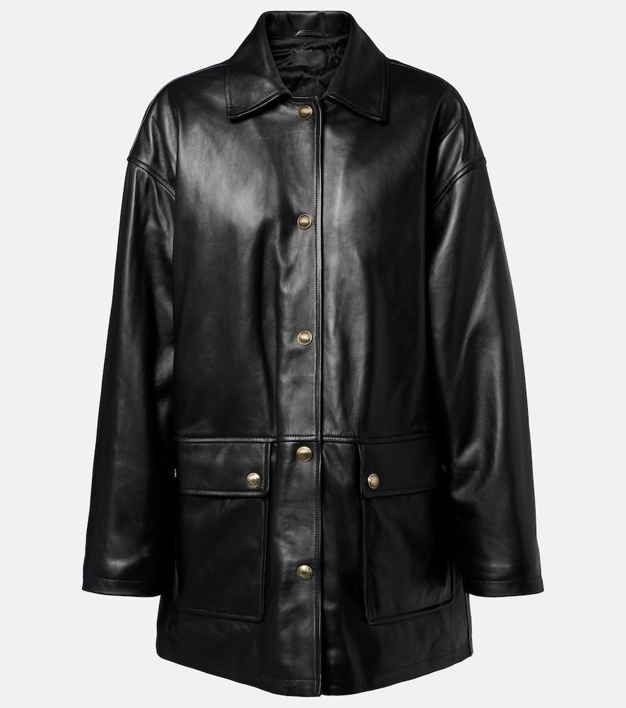 Nili Lotan Cordel Leather Coat In Black