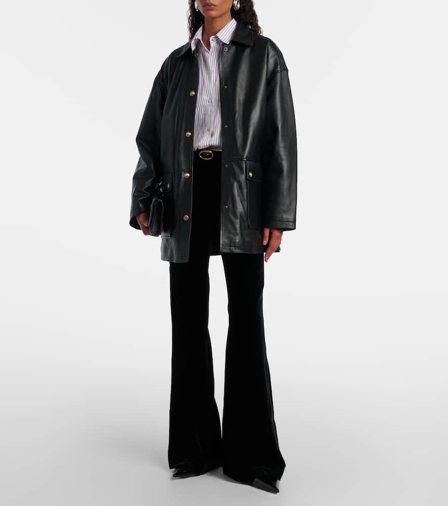 Nili Lotan Cordel Leather Coat In Black
