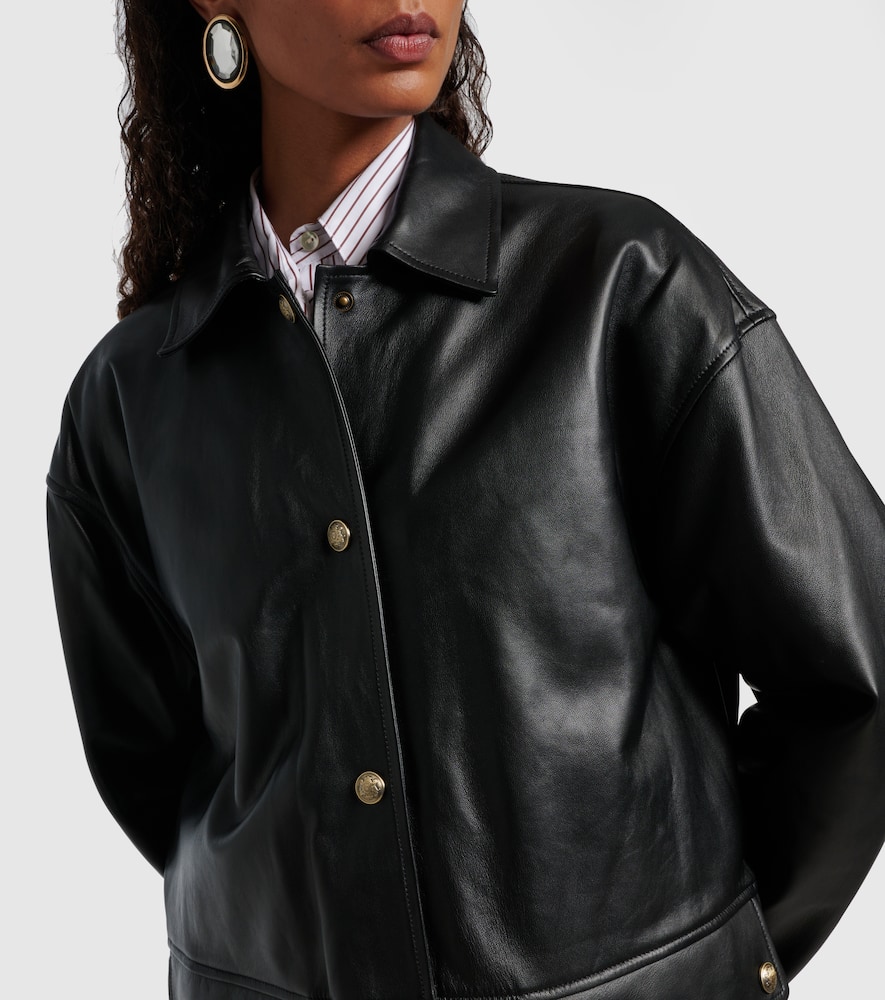 Nili Lotan Cordel Leather Coat In Black