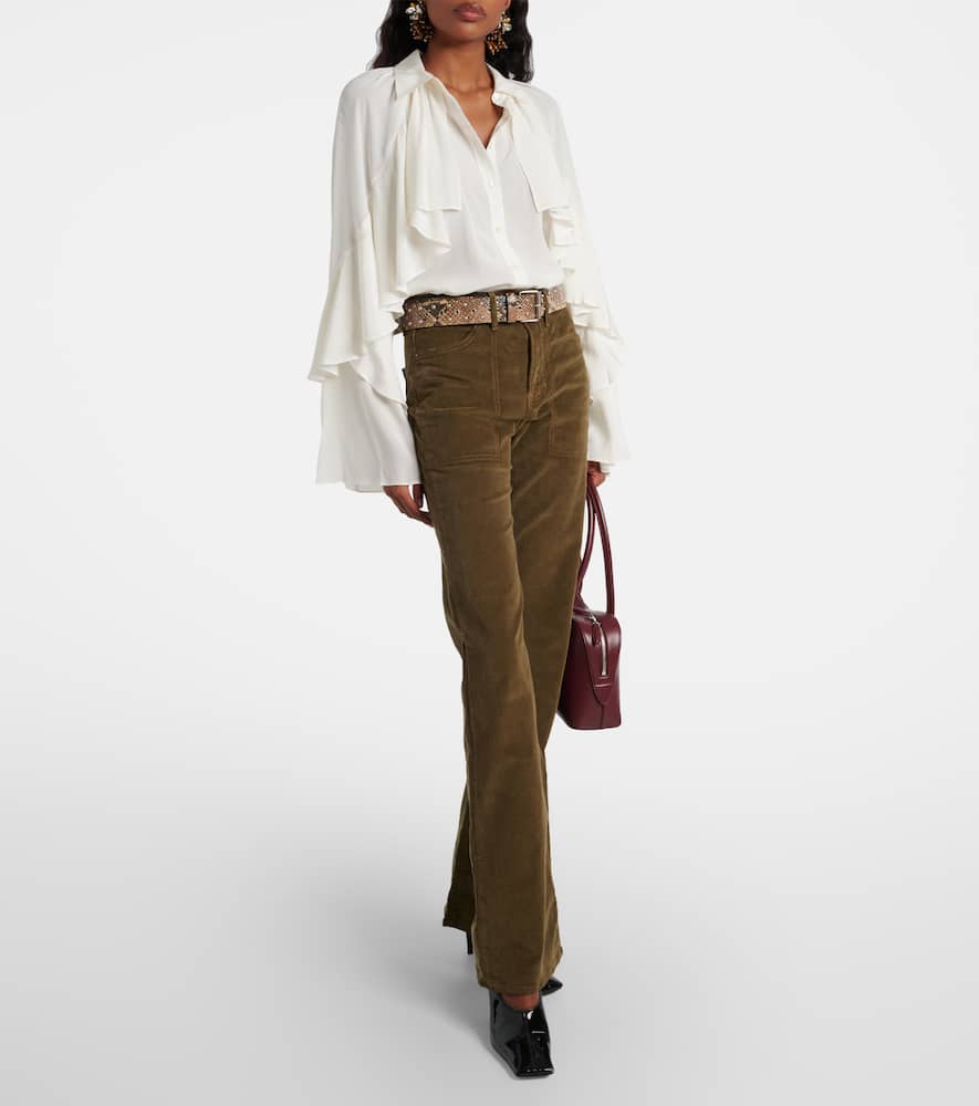 Veronica Beard Demaris Ruffled Silk-blend Blouse In White