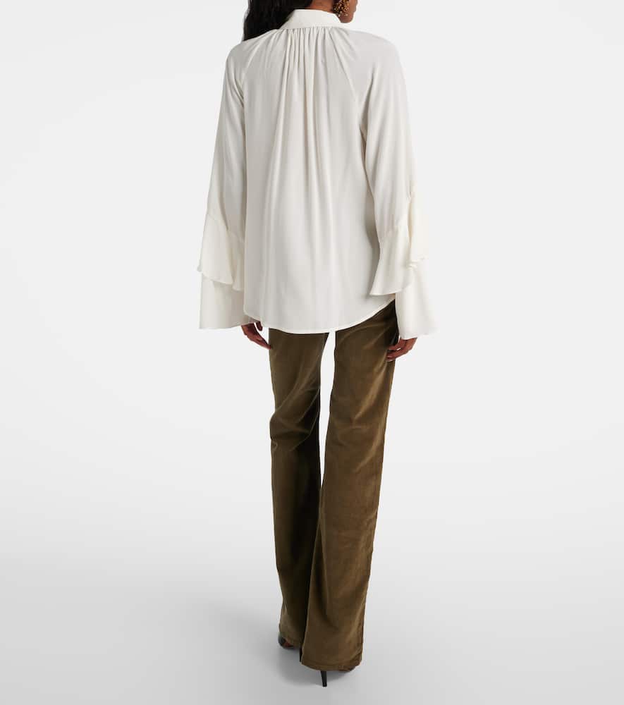 Veronica Beard Demaris Ruffled Silk-blend Blouse In White