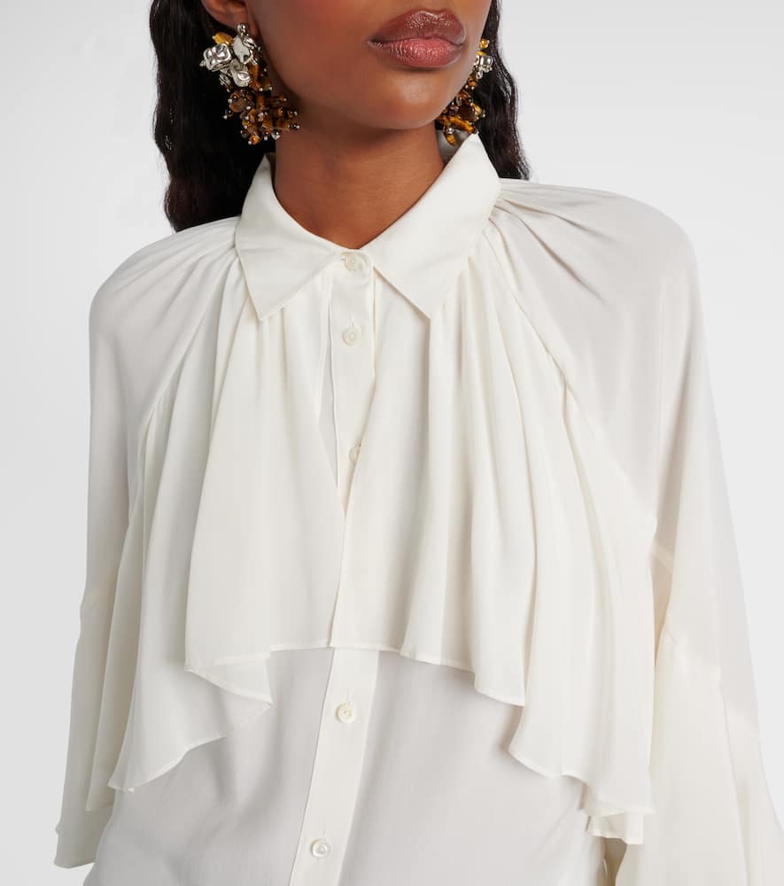 Veronica Beard Demaris Ruffled Silk-blend Blouse In White