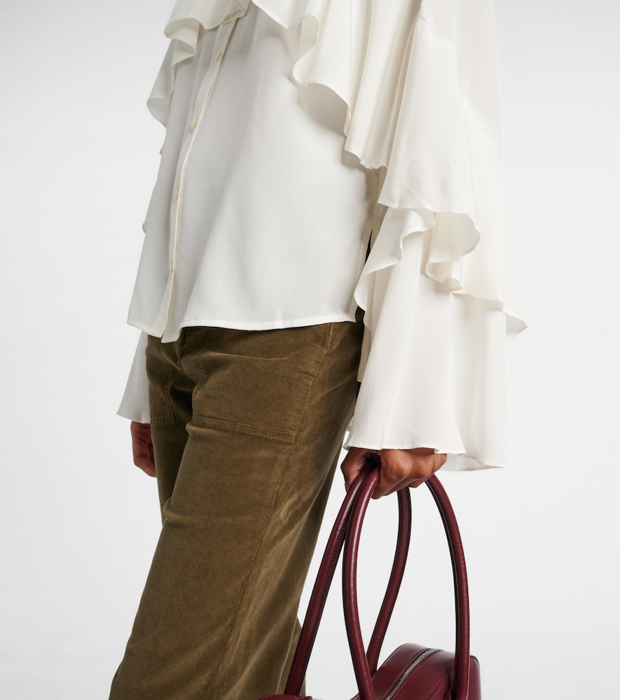 Veronica Beard Demaris Ruffled Silk-blend Blouse In White