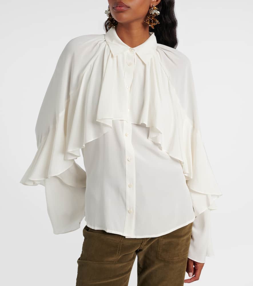 Veronica Beard Demaris Ruffled Silk-blend Blouse In White