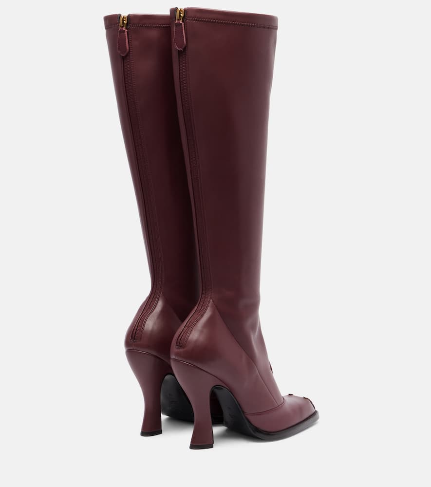Etro Studded Leather Knee-high Boots In Burgundy