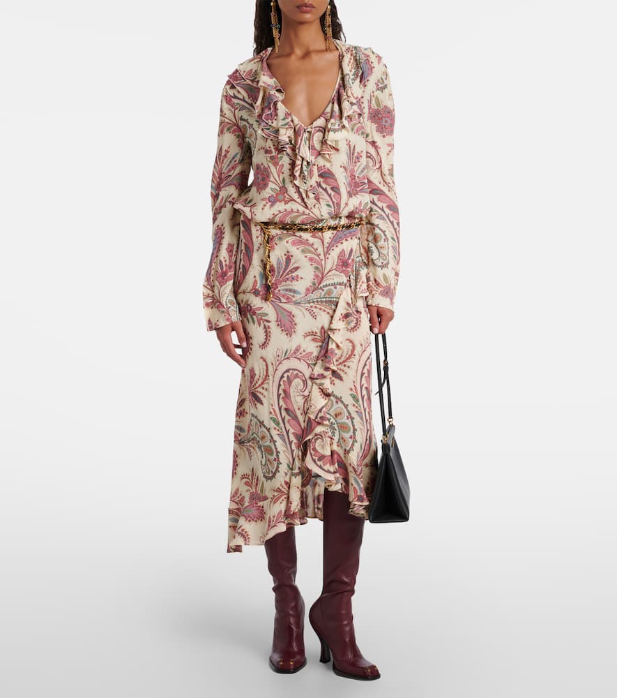 Etro Studded Leather Knee-high Boots In Burgundy