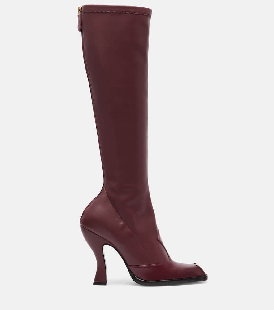 Etro Studded Leather Knee-high Boots In Burgundy