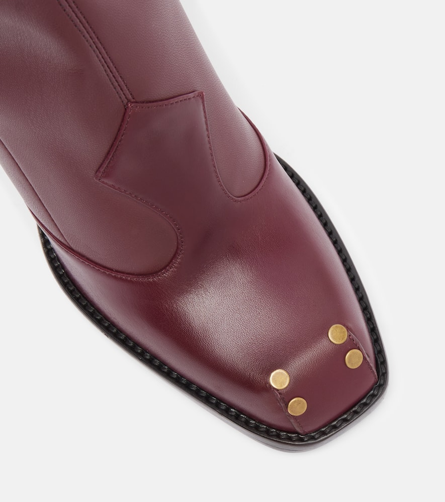 Etro Studded Leather Knee-high Boots In Burgundy
