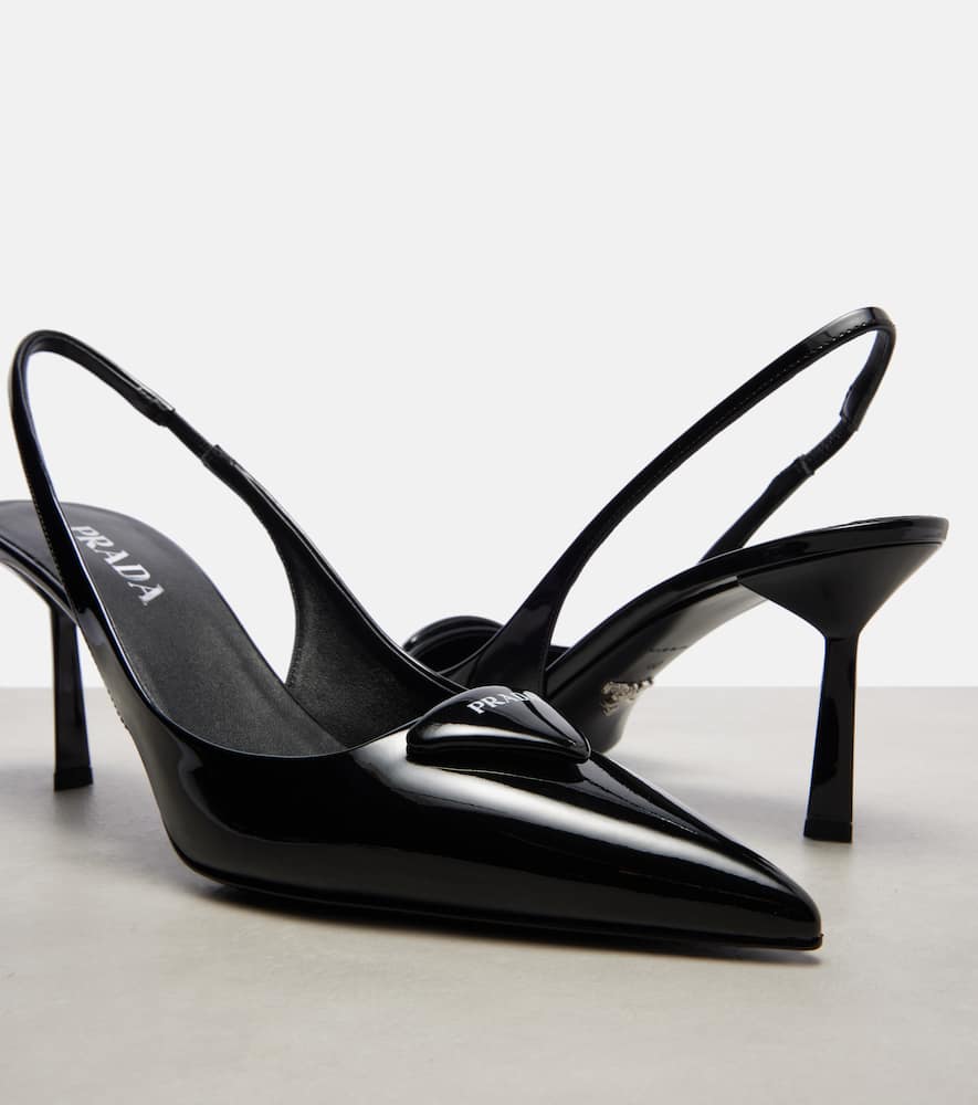 Prada Women Brushed Leather Slingback Pumps In Black
