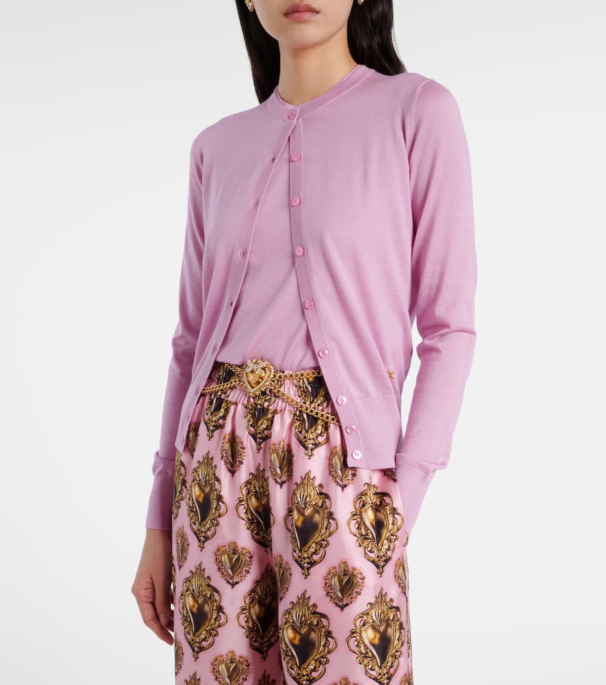 Dolce & Gabbana Cashmere And Silk Cardigan In Purple