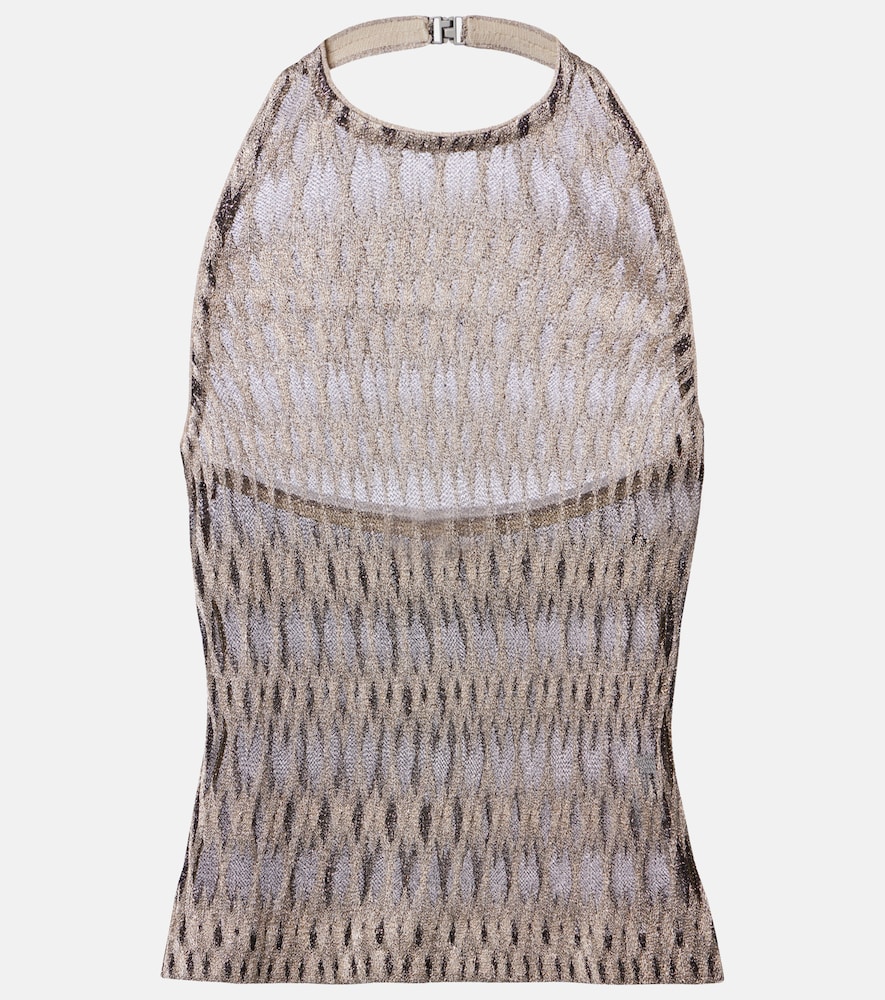 Missoni Women's Beige Halterneck Lame Top UK Size 12 - Mytheresa