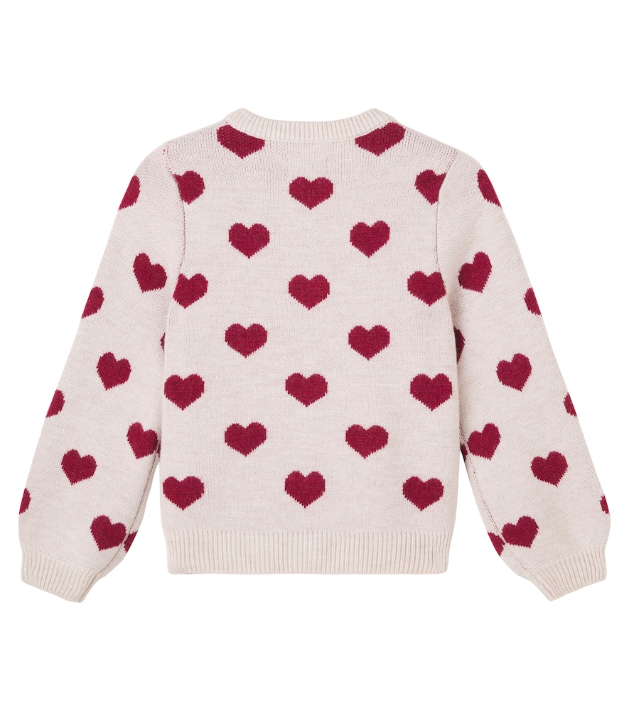 Wheat Hearts Jacquard Wool Cardigan In Multi