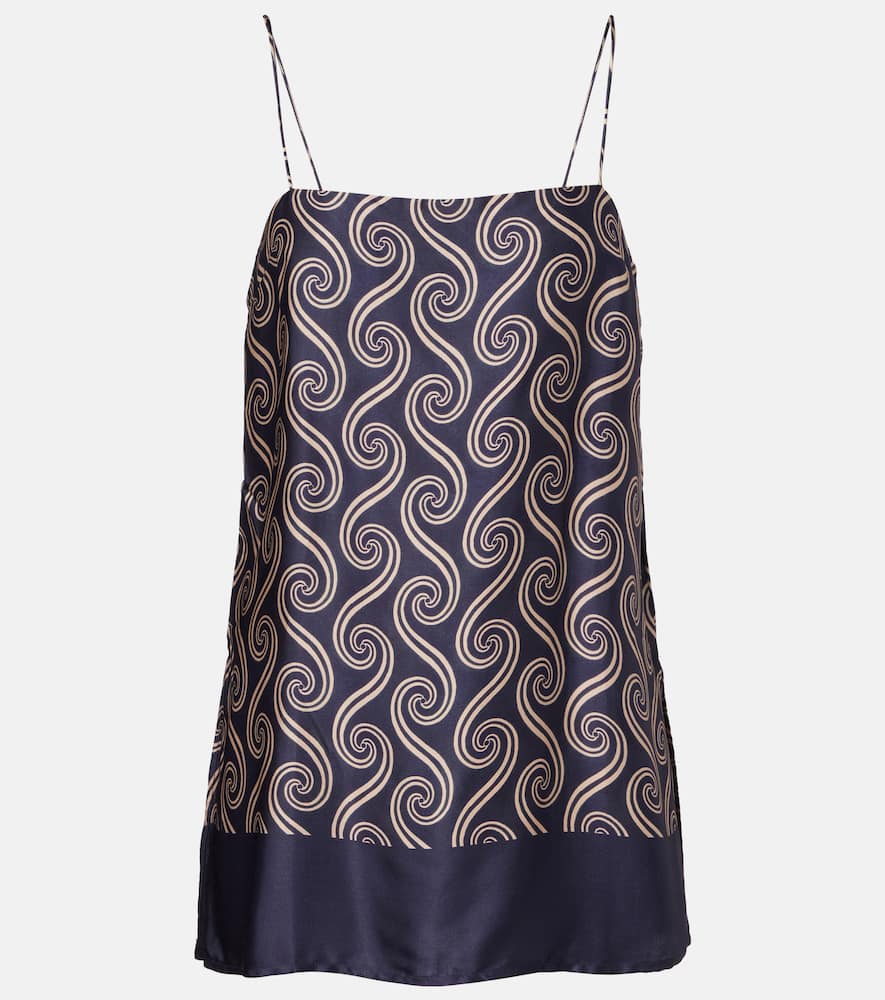 Faithfull Aina Printed Satin Camisole In Blue