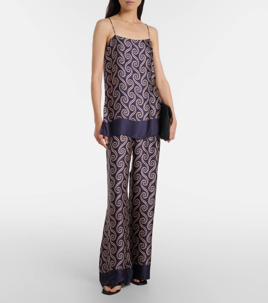 Faithfull Aina Printed Satin Camisole In Blue