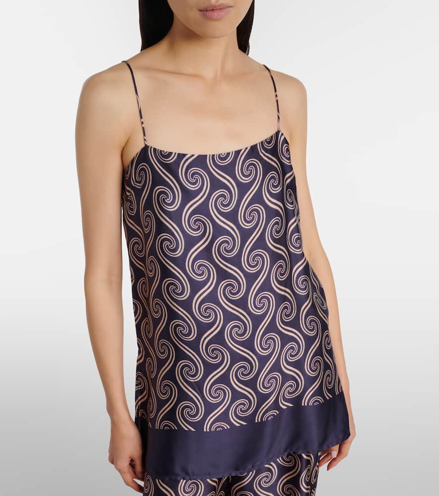 Faithfull Aina Printed Satin Camisole In Blue