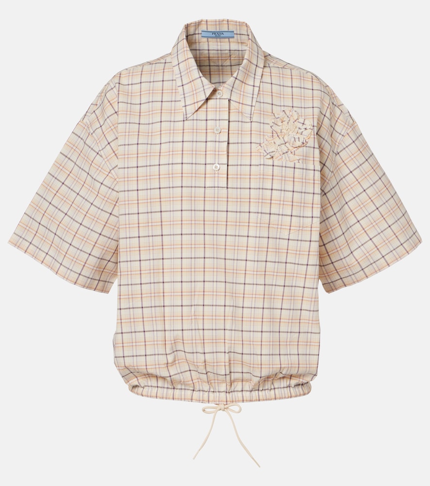 Prada Checked cotton poplin top