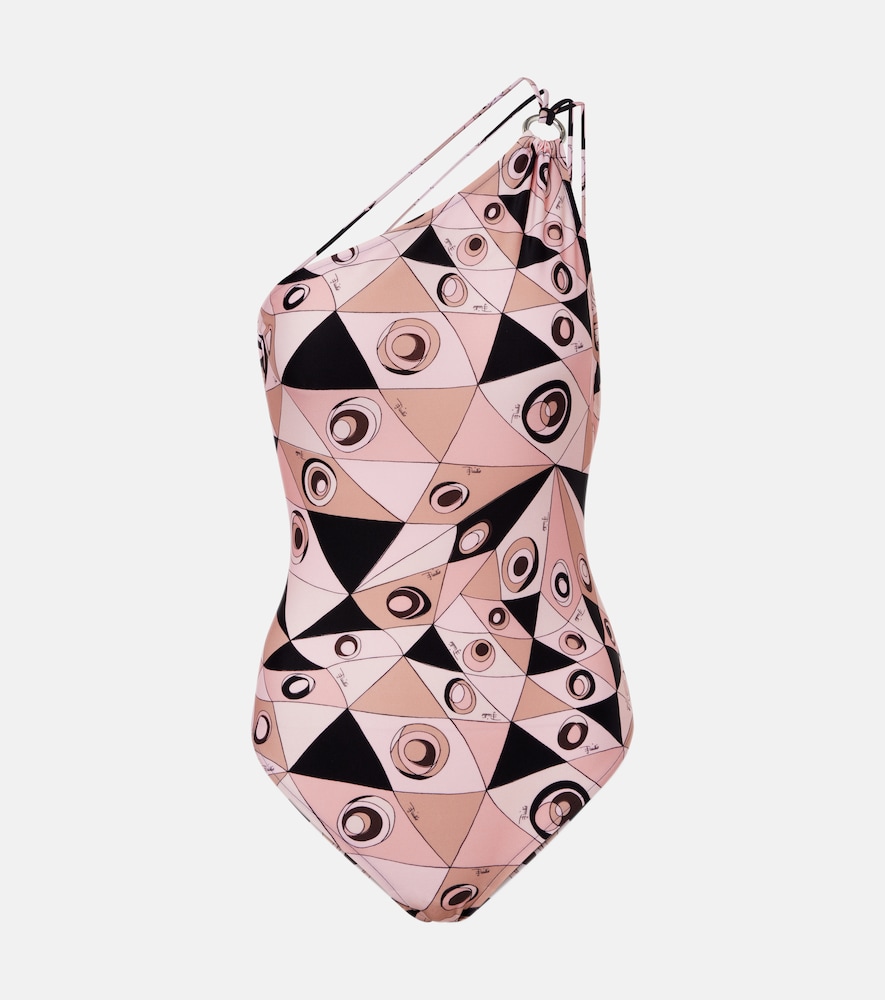 Pucci Occhi One-shoulder Swimsuit In Pink