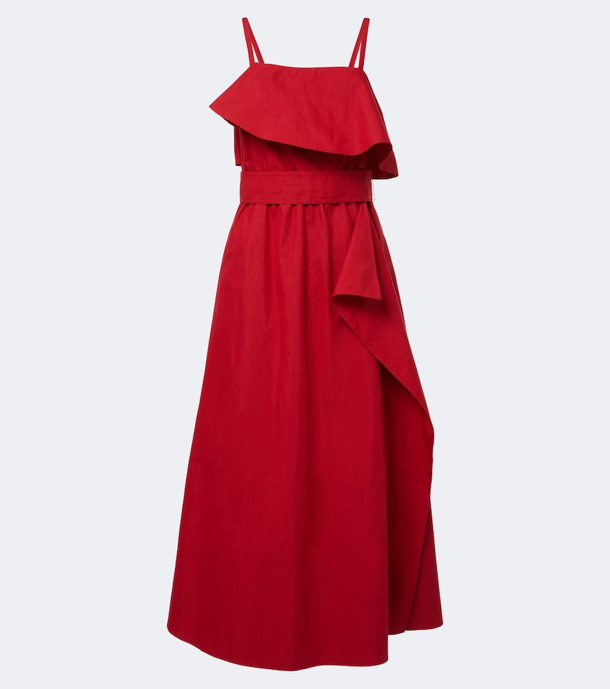 Abito midi Reign in misto cotone con volant