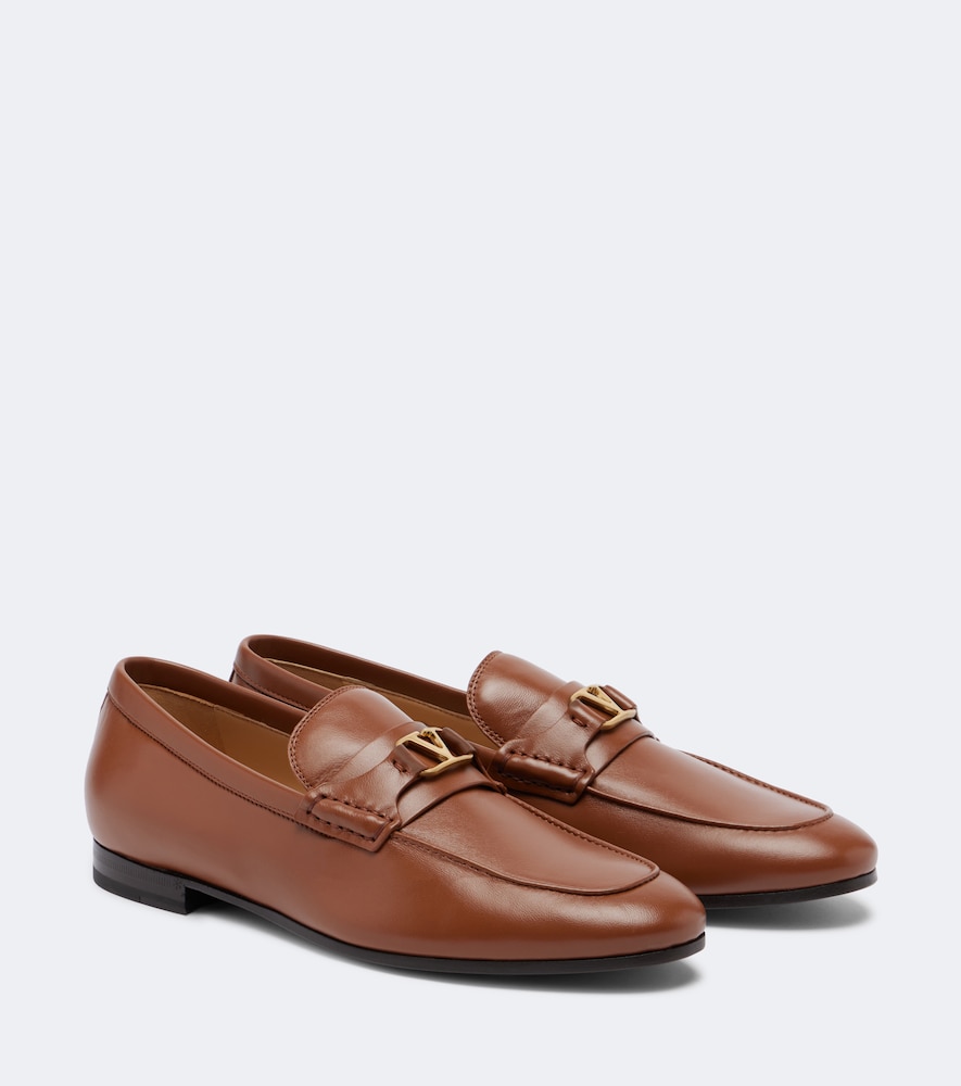 Valentino Garavani Women's Brown Vlogo Leather Loafers UK Size 7 - Mytheresa