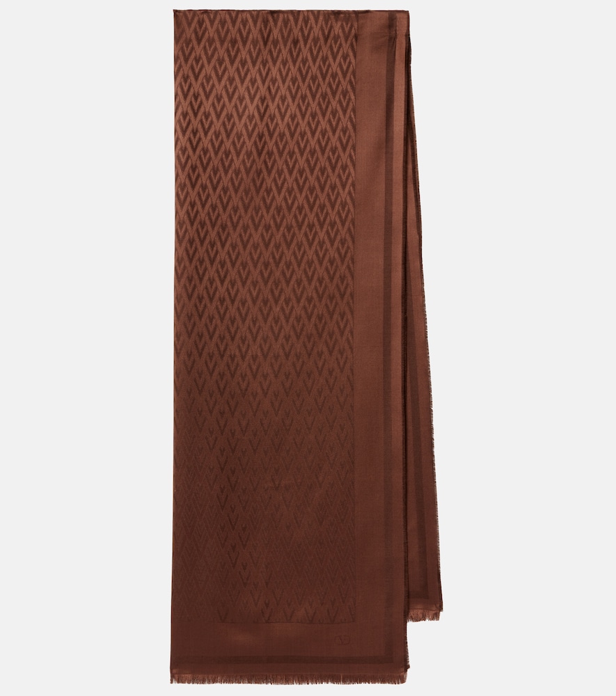 Valentino Women's Brown Toute La V Silk And Wool Scarf - Mytheresa