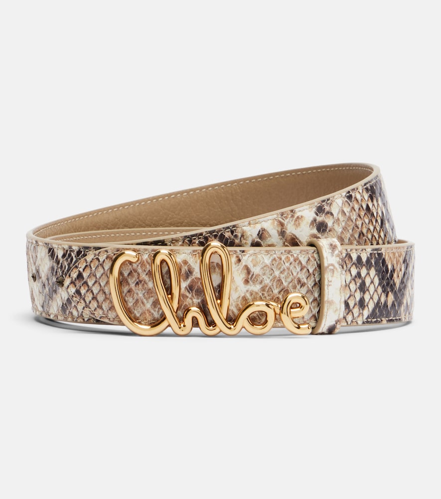 Chloe Women's Brown Iconic Snake-Effect Leather Belt - Mytheresa
