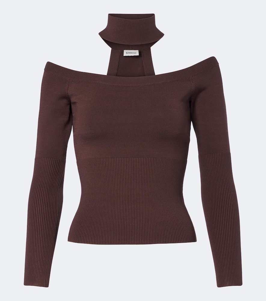 Simkhai Lila Off-shoulder Sweater In Brown