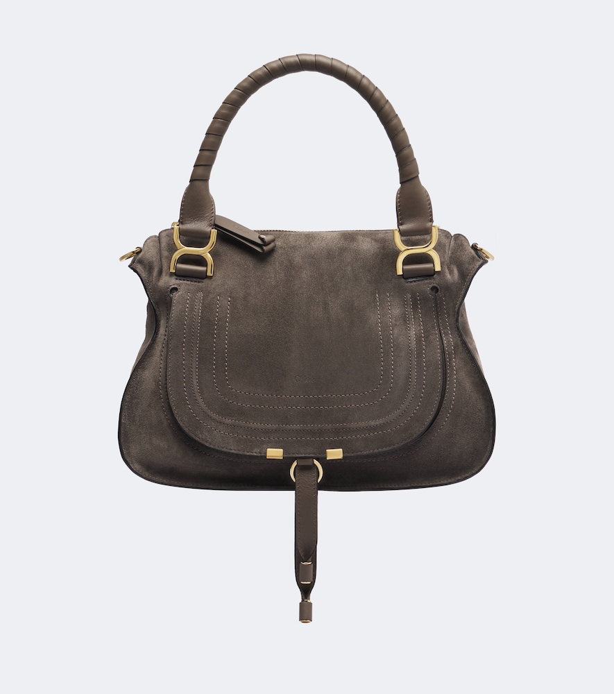 Chloé Schultertasche Marcie Medium aus Veloursleder