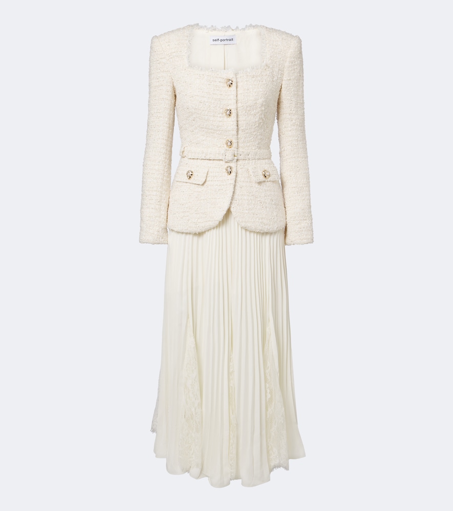 Abito blazer in bouclé con cintura