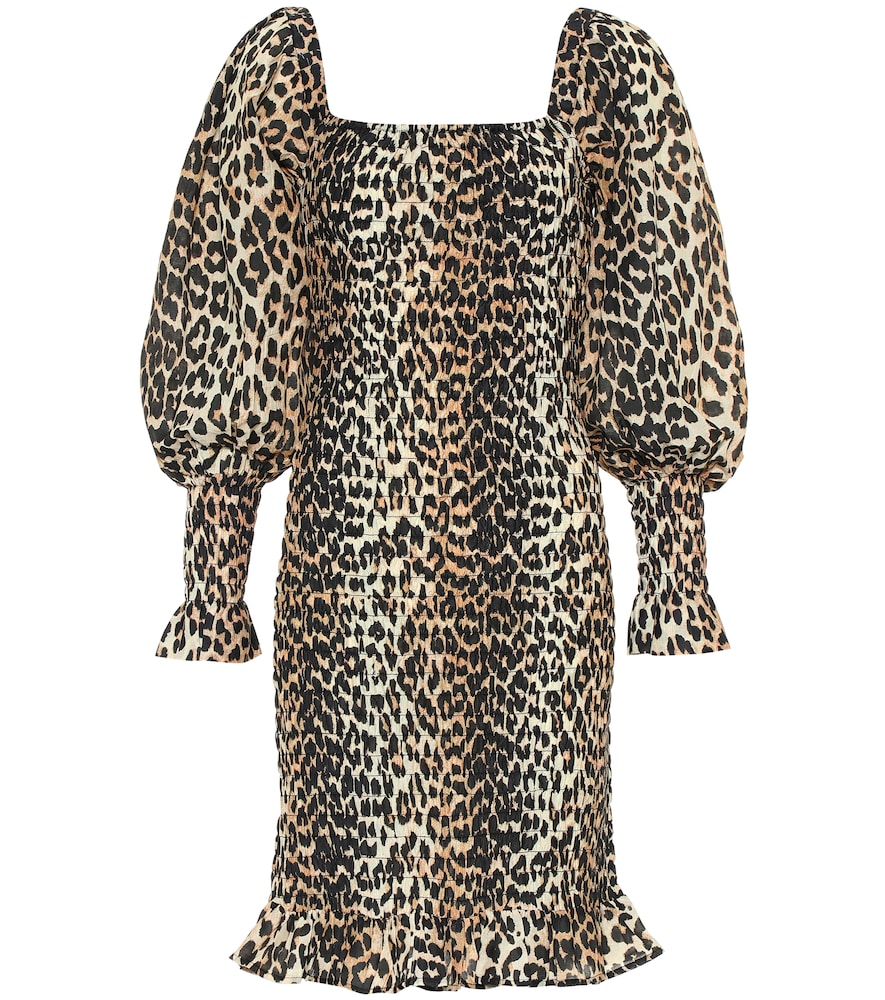 Ganni Women's Brown Cotton And Silk Minidress UK Size 6 - Mytheresa