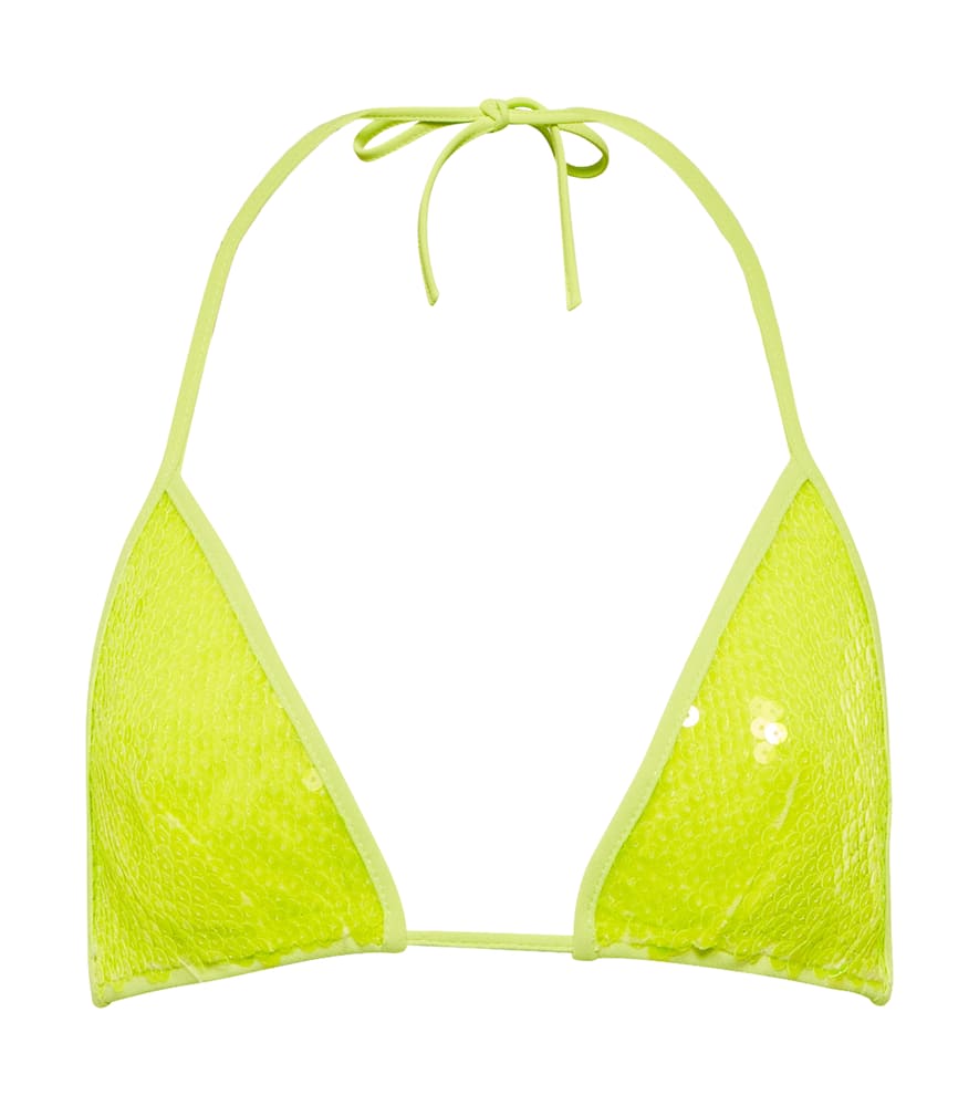 Sequined triangle bikini top