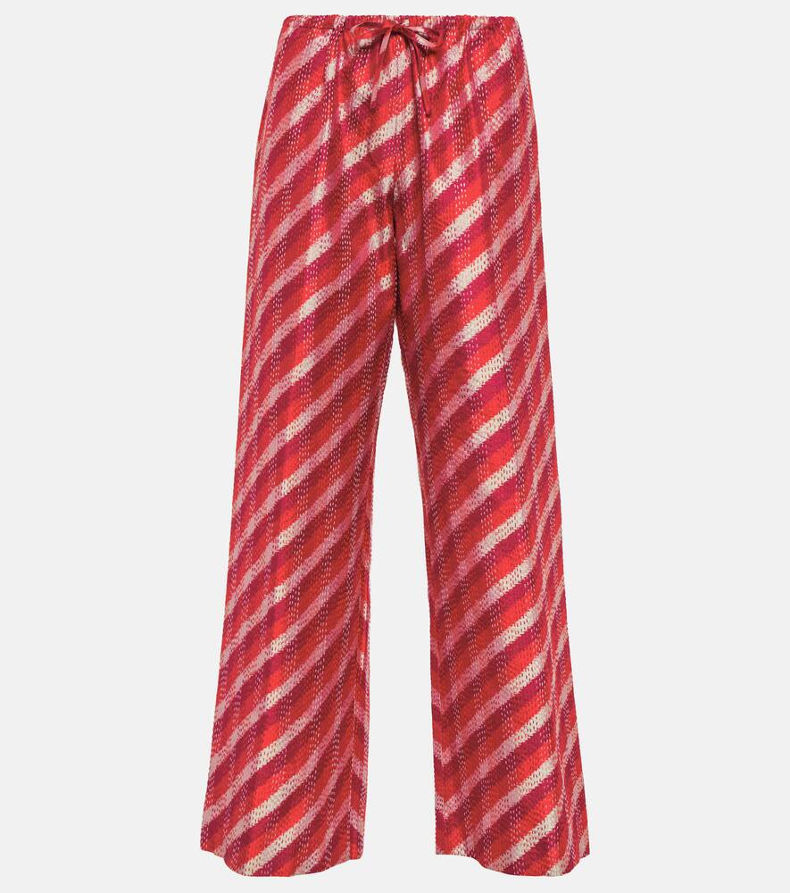 Dries Van Noten Striped silk ikat wide-leg pants