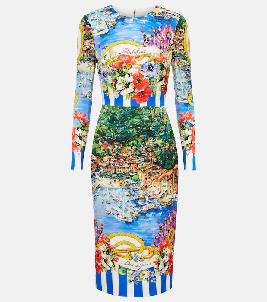 Dolce & Gabbana Portofino printed silk-blend midi dress