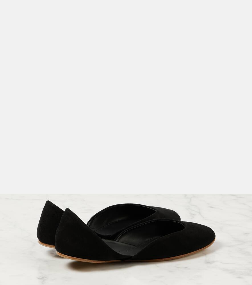 The Row Gemma Black Suede Ballet Flats In Black