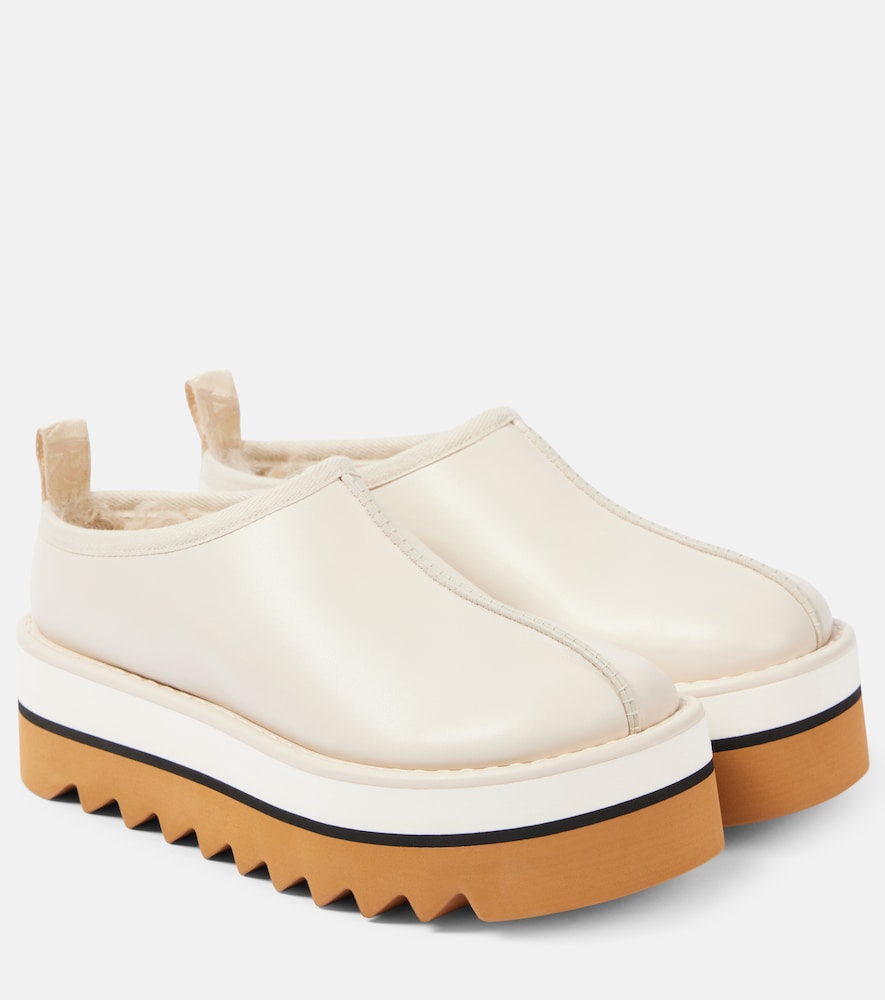 Stella McCartney Sneak-Elyse faux fur-lined faux leather mules　Stella McCartney Sneak-Elyse フェイクファー裏地付きフェイクレザーミュール Stella