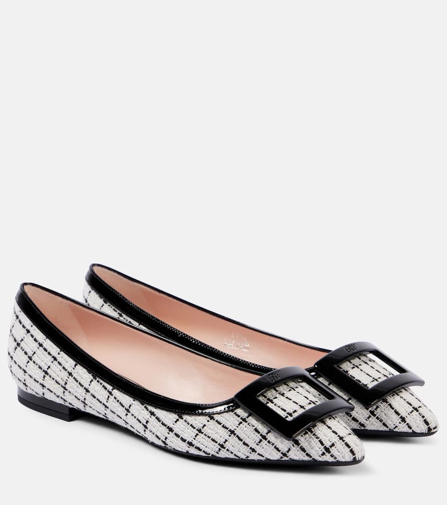 Roger Vivier 5mm Gommettine Bicolor Ballerina Flats In Weiss