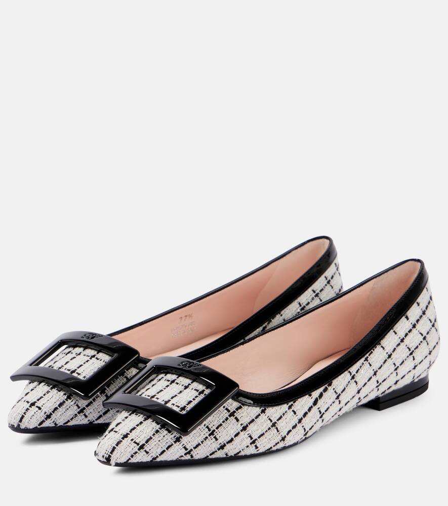 Roger Vivier 5mm Gommettine Bicolor Ballerina Flats In Weiss