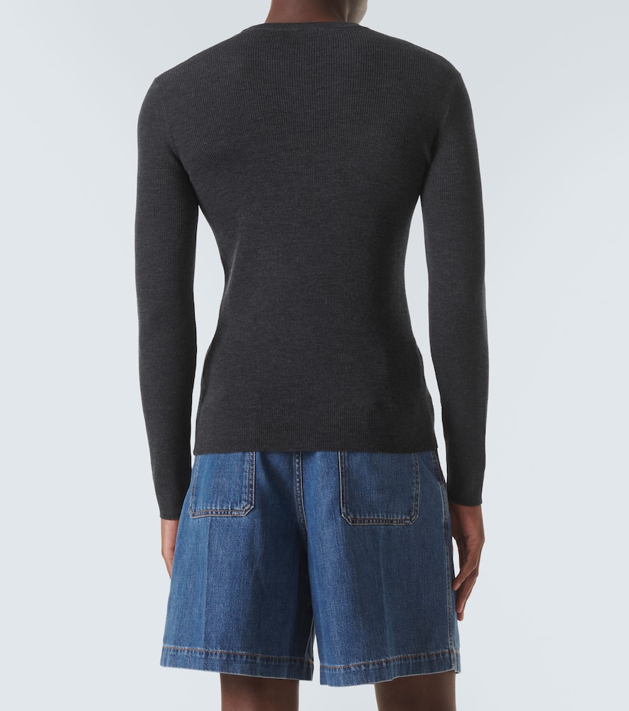 Shop Valentino Logo Virgin Wool Sweater In Grau