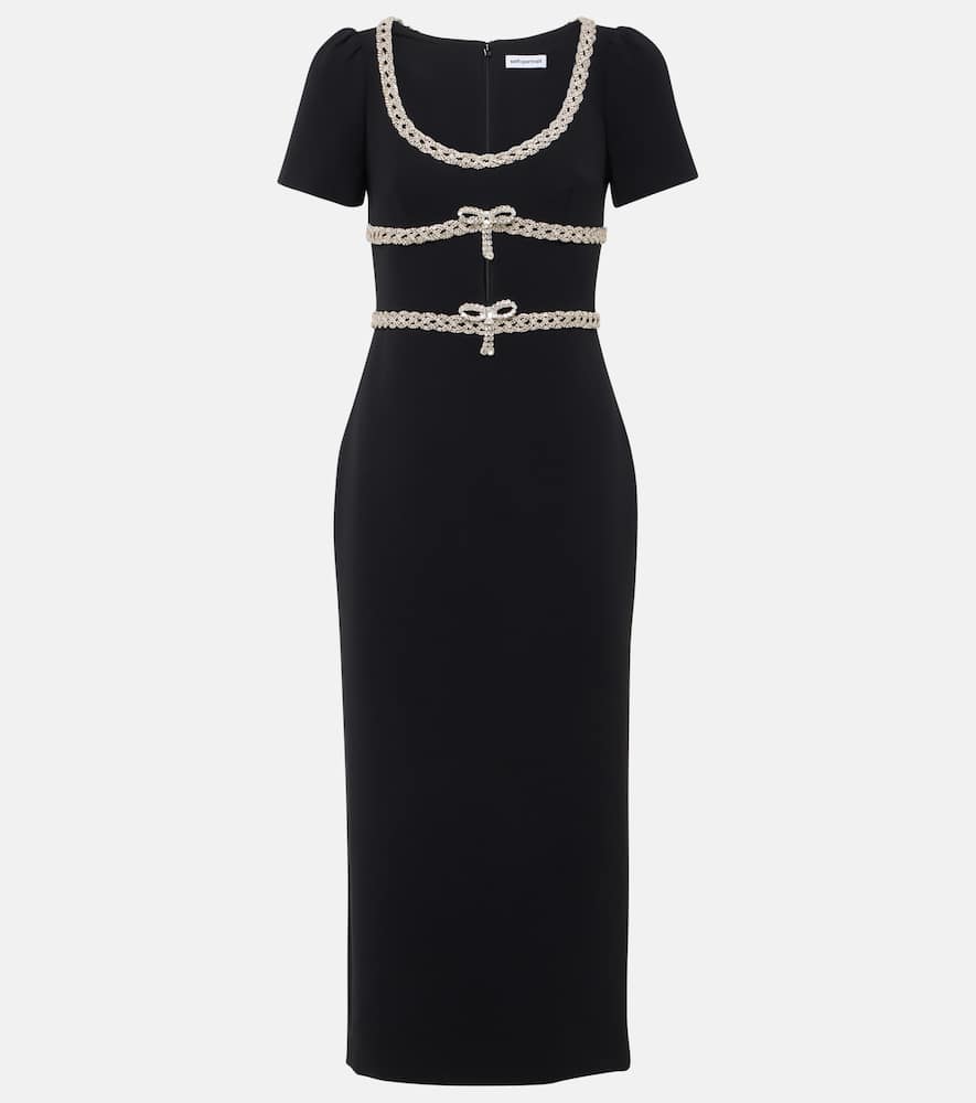 Self-Portrait Crystal-embellished crêpe midi dress