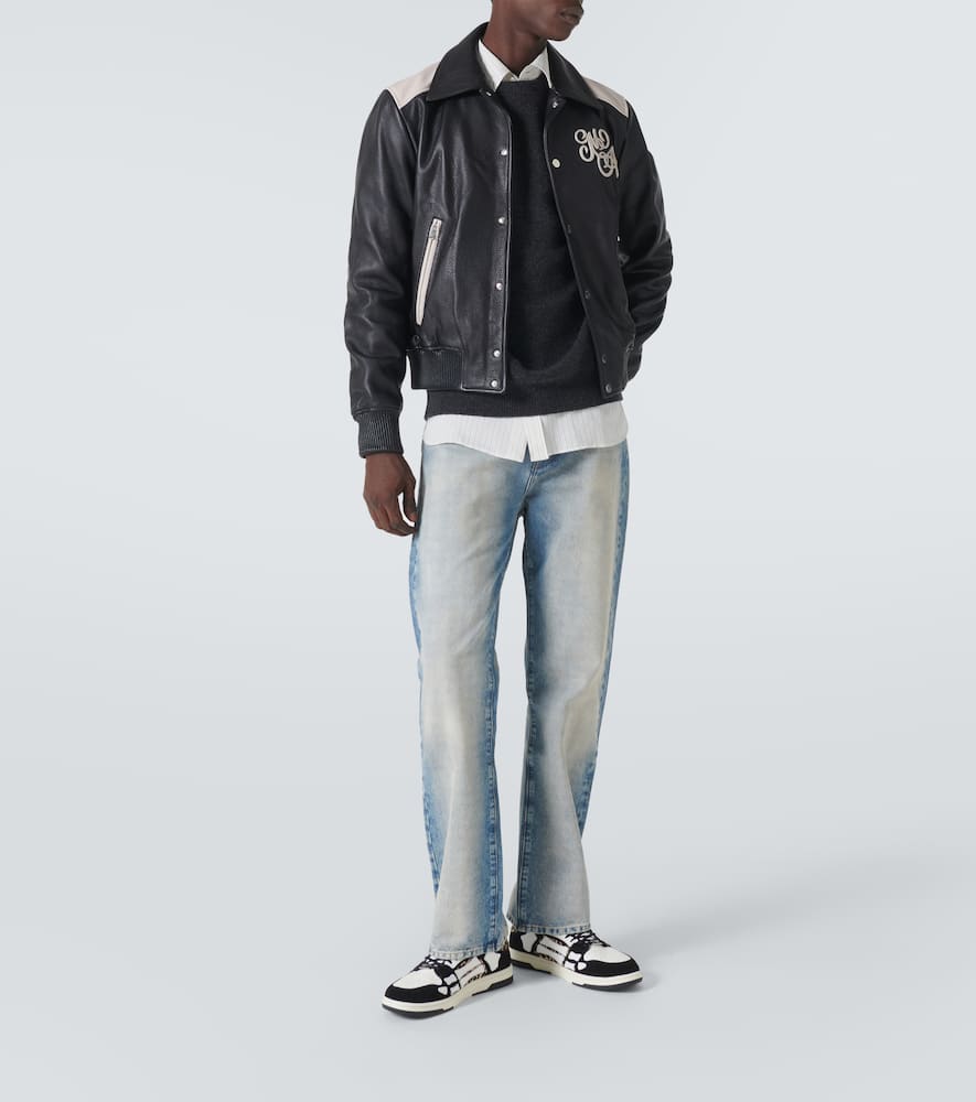 Amiri Bandana Repair Mid-rise Straight-leg Jeans In Blue