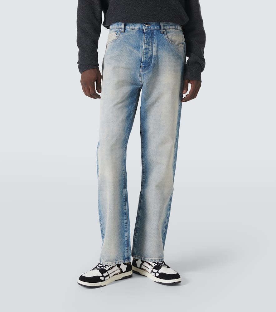 Amiri Bandana Repair Mid-rise Straight-leg Jeans In Blue