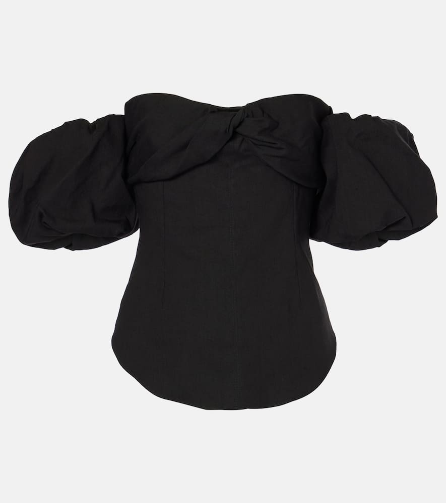 Isabel Marant Daniela Convertible Off-the-shoulder Hemp-blend Top In Black