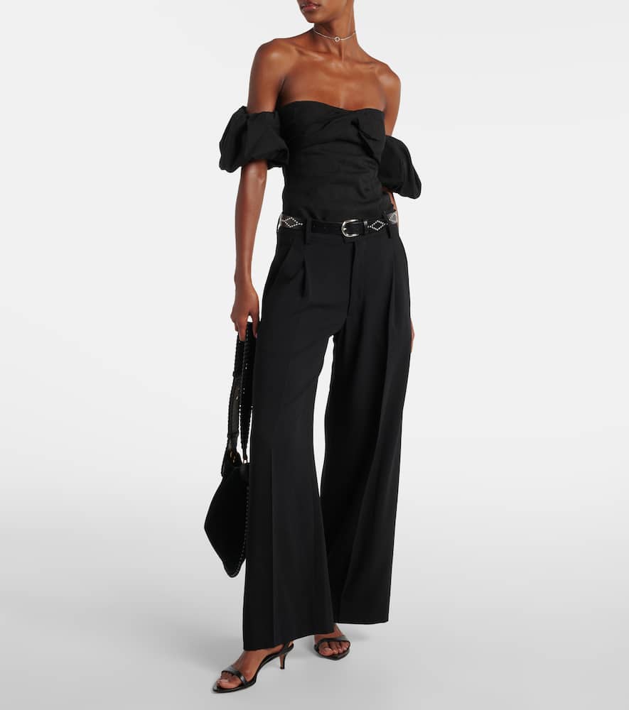 Isabel Marant Daniela Convertible Off-the-shoulder Hemp-blend Top In Black