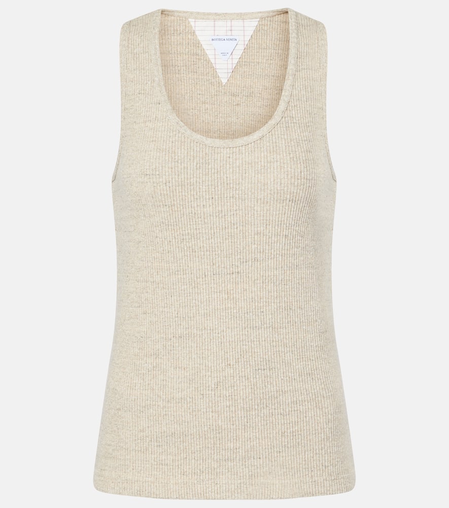 Bottega Veneta Ribbed-knit Cotton Jersey Tank Top In Beige