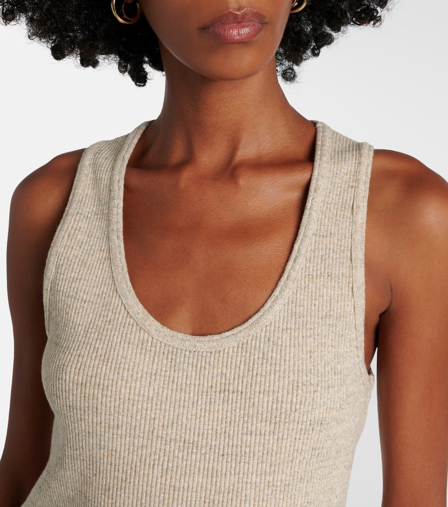 Bottega Veneta Ribbed-knit Cotton Jersey Tank Top In Beige