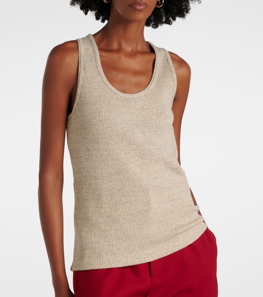 Bottega Veneta Ribbed-knit Cotton Jersey Tank Top In Beige