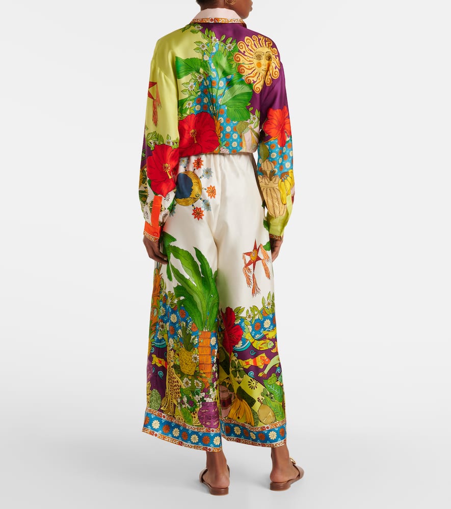Alemais Tiger Printed Wide-leg Silk Troussers In Multicoloured