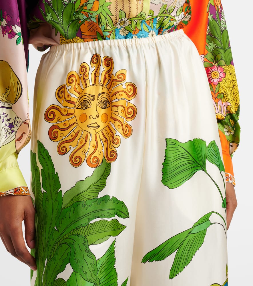 Alemais Tiger Printed Wide-leg Silk Troussers In Multicoloured